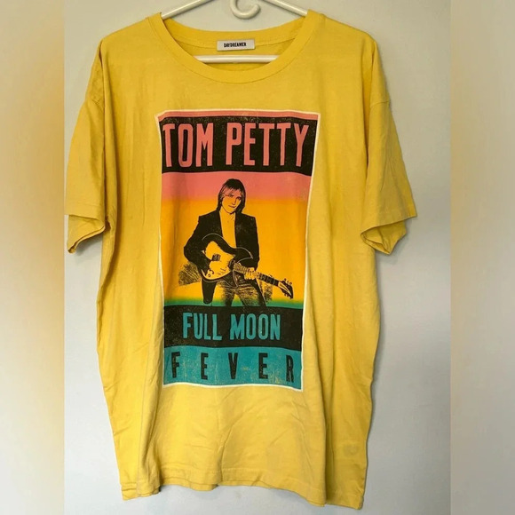 NWT daydreamer Tom Petty Full Moon Fever yellow oversized T sz small - Picture 3 of 5